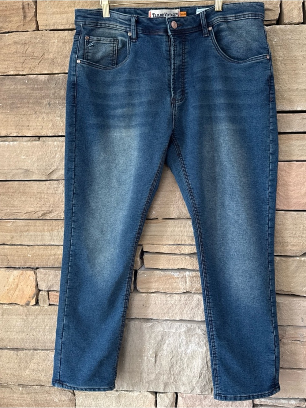 Tailor vintage Mens 38 X 30 Canaan Slim Fit Jeans Dark Wash Fade